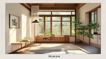 日系美学入门指南封面，侘寂风格室内陈设，自然光线透过窗户洒落，极简雅致
